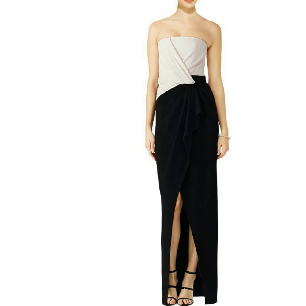 J. Mendel Dress Gown Strapless Color Block Draped